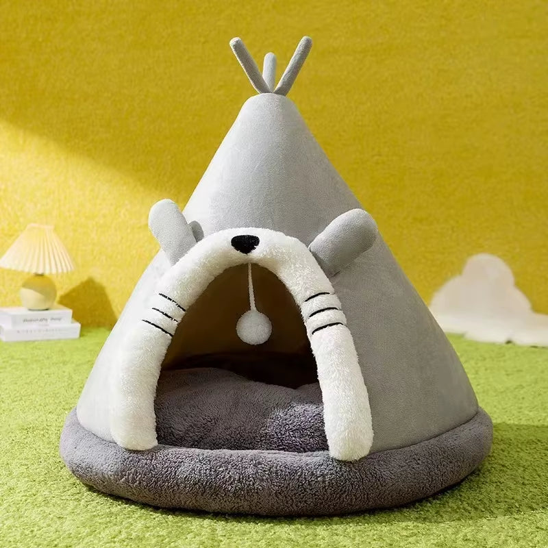 Cone-shaped pet tent folded flat to show how compact it becomes for easy storage