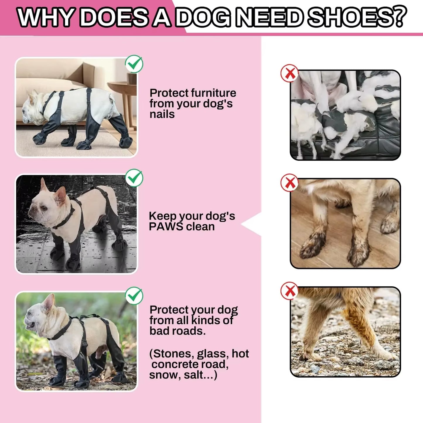 Black PawGuard dog boots shown from underneath highlighting the textured anti-slip sole