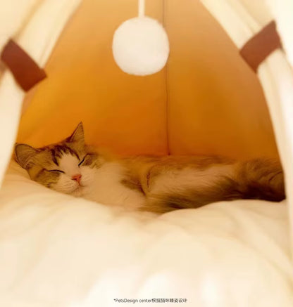Close-up of the pet tent's soft interior padding visible through the entrance opening